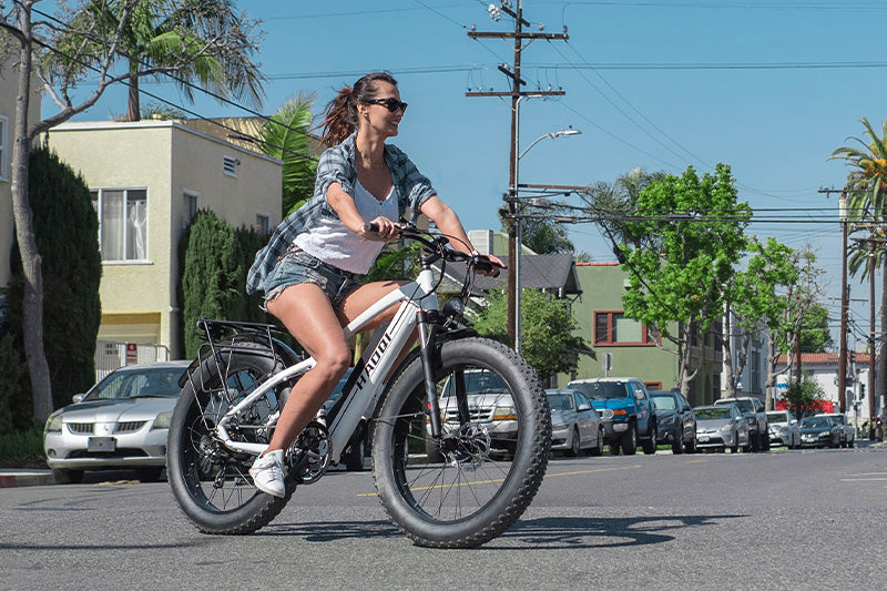 HAOQI White Leopard Pro Step Thru Electric Bike (UL Certified)